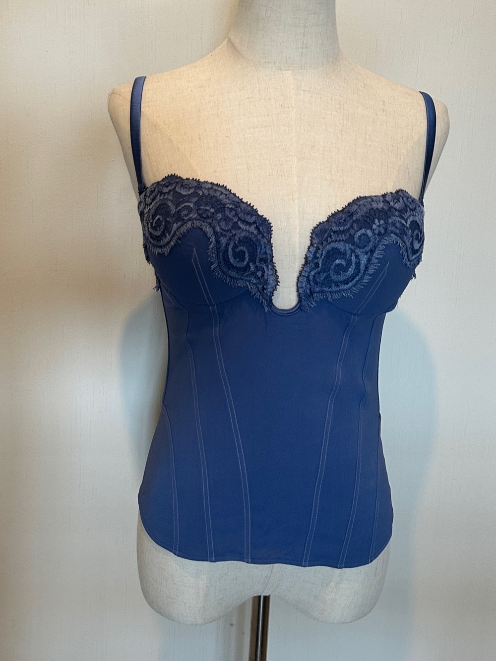 La Perla Blue Silk Lace Bustier Corset Top 34D NWT - Picture 3 of 13